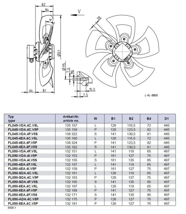 Габаритные размеры FL050-SDA.4F.V5S