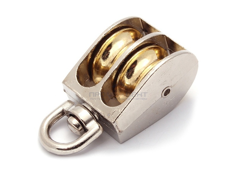 Блок для троса двойной 15мм металлический шкив (трос 5мм) оцинкованный