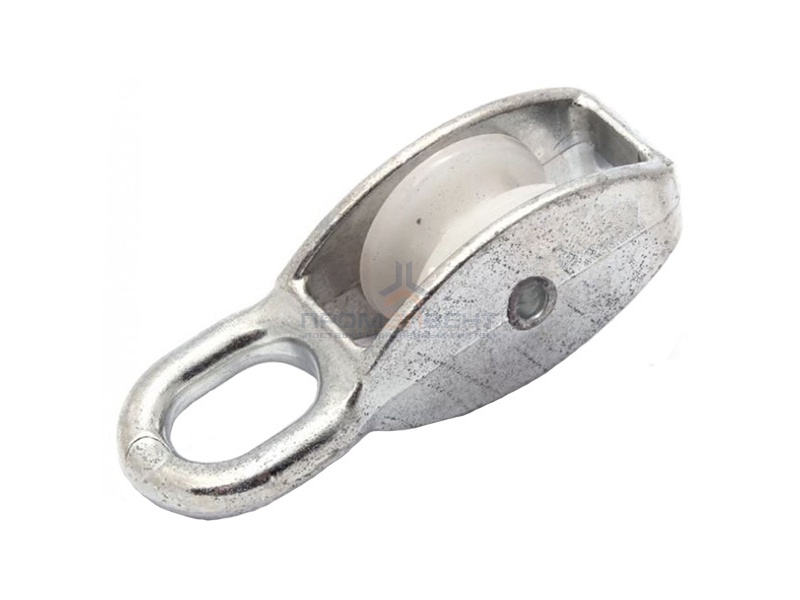 Блок для троса одинарный 15мм нейлоновый шкив (трос 5мм) оцинкованный