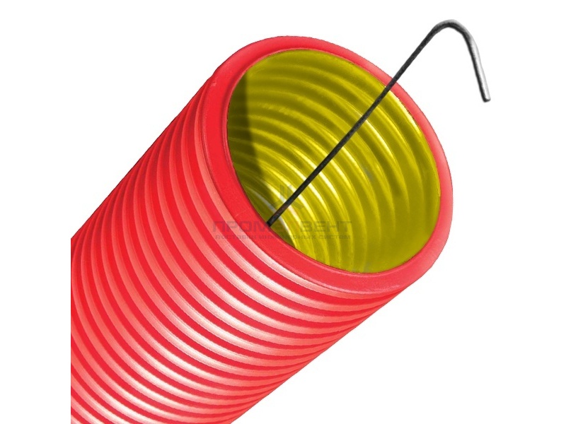 Труба двустенная гибкая DKC 63 мм, с протяжкой, с муфтой красная [бухта 100м]