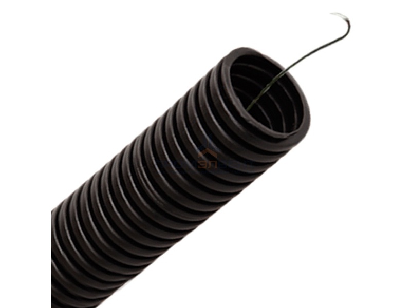 Труба гофрированная ПНД HF d50мм с протяжкой безгалогенная стойкая к ультрафиолету черная [15м]