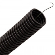 Труба гофрированная ПНД HF d50мм с протяжкой безгалогенная стойкая к ультрафиолету черная [15м]