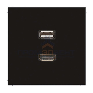 Розетка HDMI+USB Jung LS Черный механизм+накладка